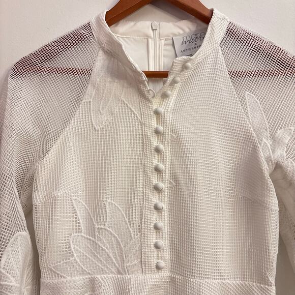 Mare Mare x Anthropologie Sabine Dress White Mesh Embroidered Cottagecore Bridal - Picture 5 of 9